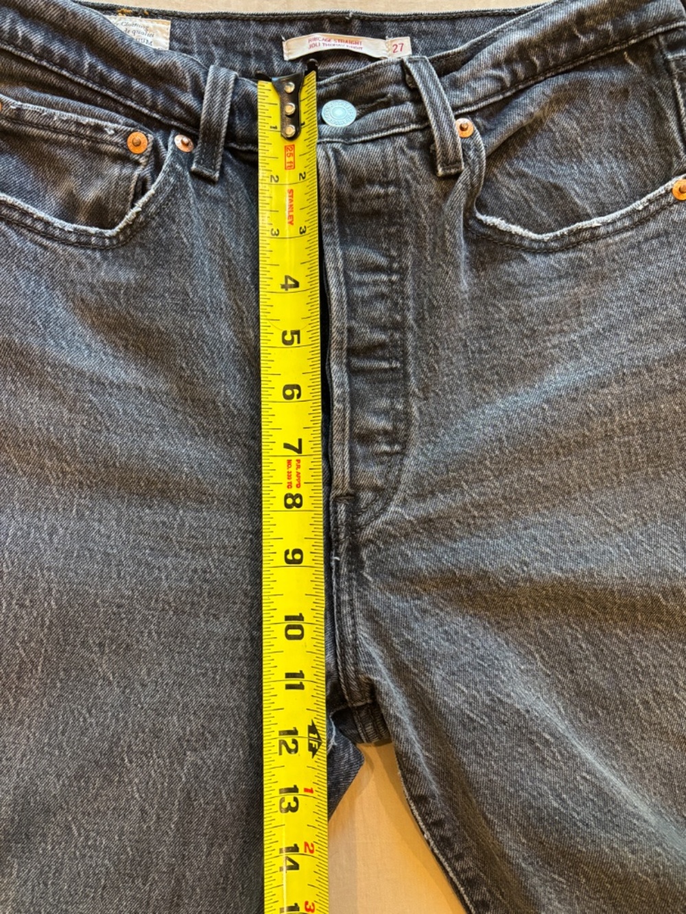 Levi's Premium Ribcage Straight Washed Black Jeans - Picture 7 of 8